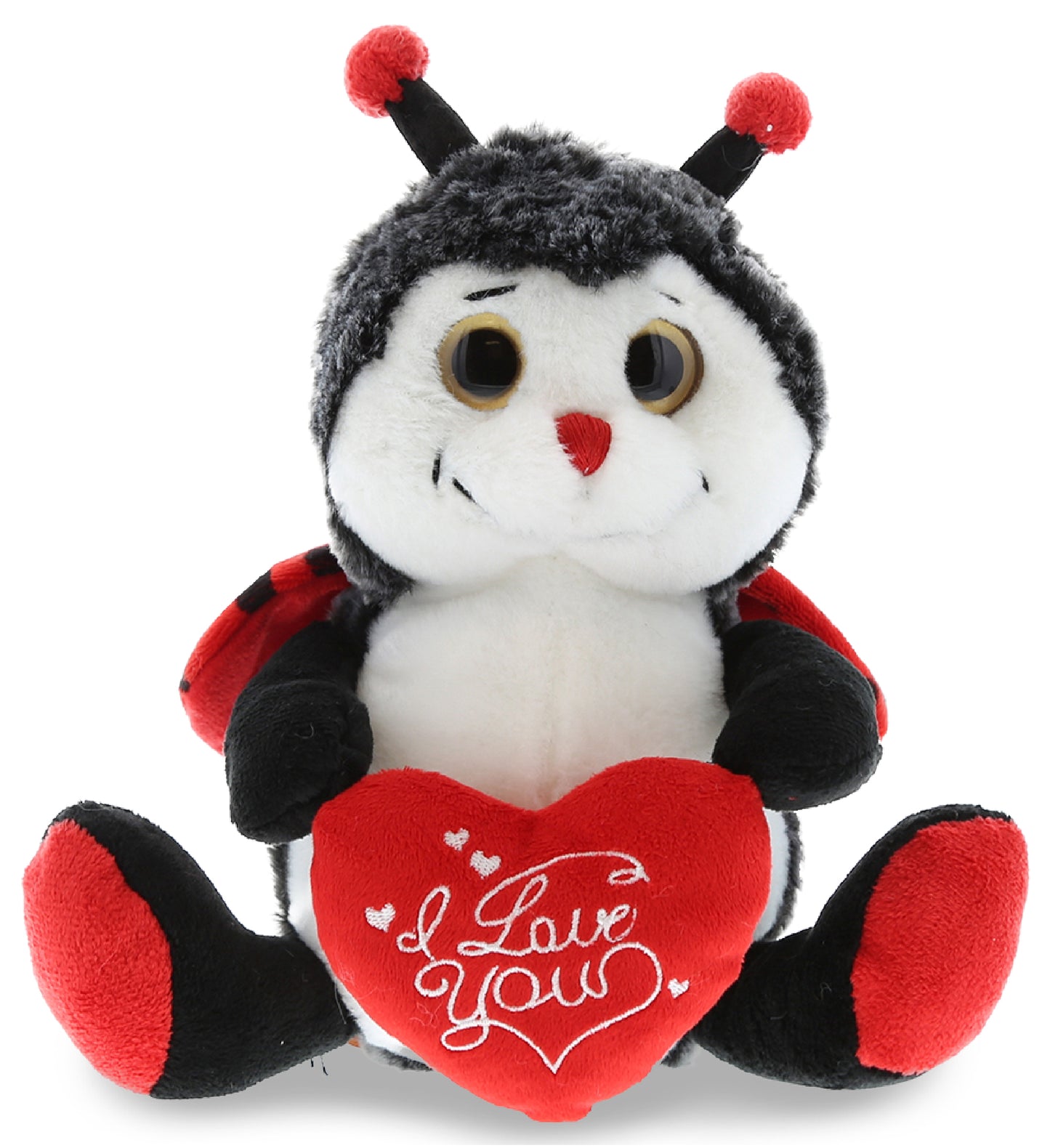 PLUSH I LOVE YOU RED HEART - SUPER-SOFT PLUSH - SITTING LADYBUG