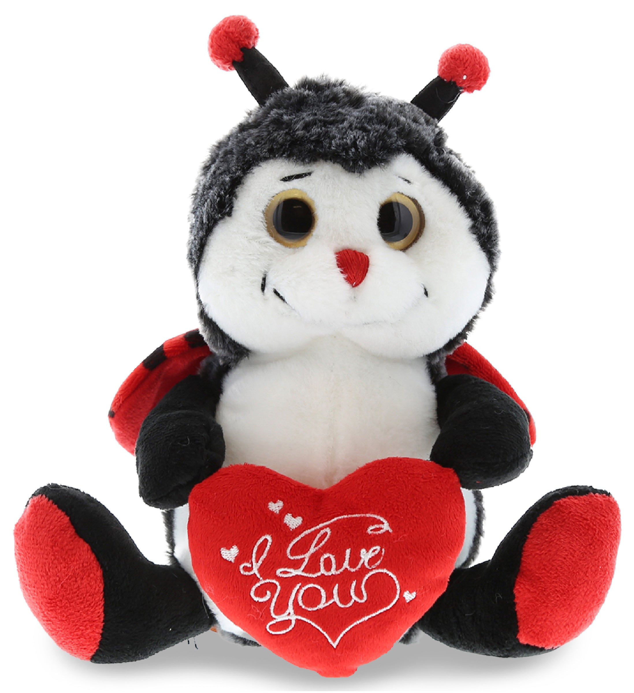 PLUSH I LOVE YOU RED HEART - SUPER-SOFT PLUSH - SITTING LADYBUG