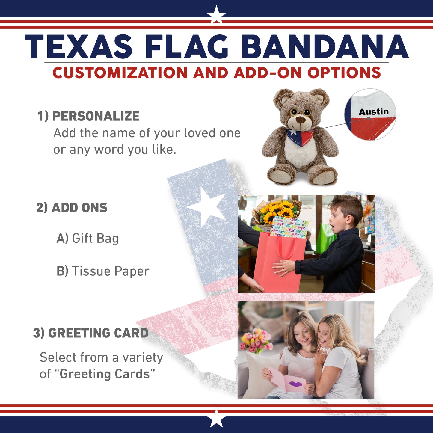 SUPER-SOFT PLUSH - SITTING BROWN BEAR WITH TEXAS FLAG BANDANA