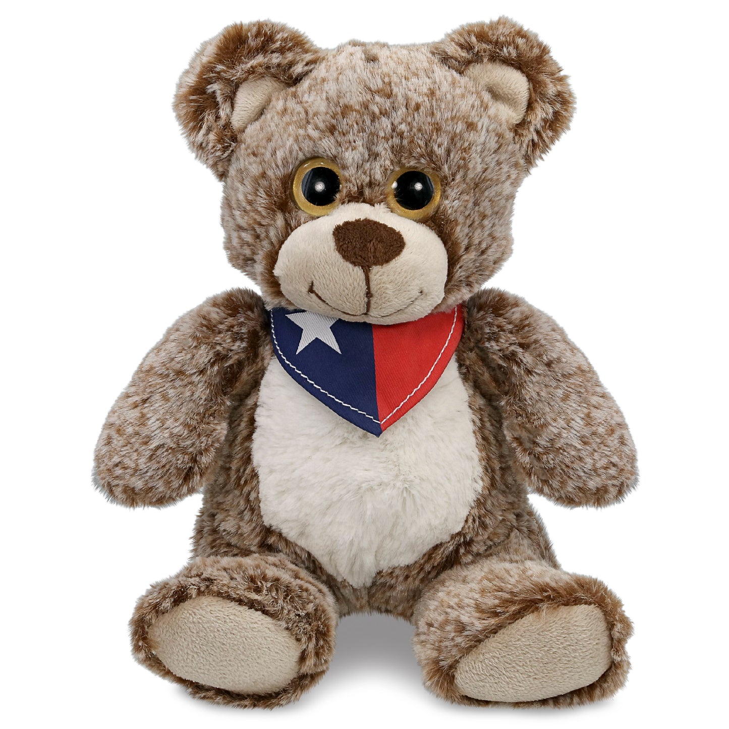 SUPER-SOFT PLUSH - SITTING BROWN BEAR WITH TEXAS FLAG BANDANA