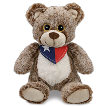 SUPER-SOFT PLUSH - SITTING BROWN BEAR WITH TEXAS FLAG BANDANA