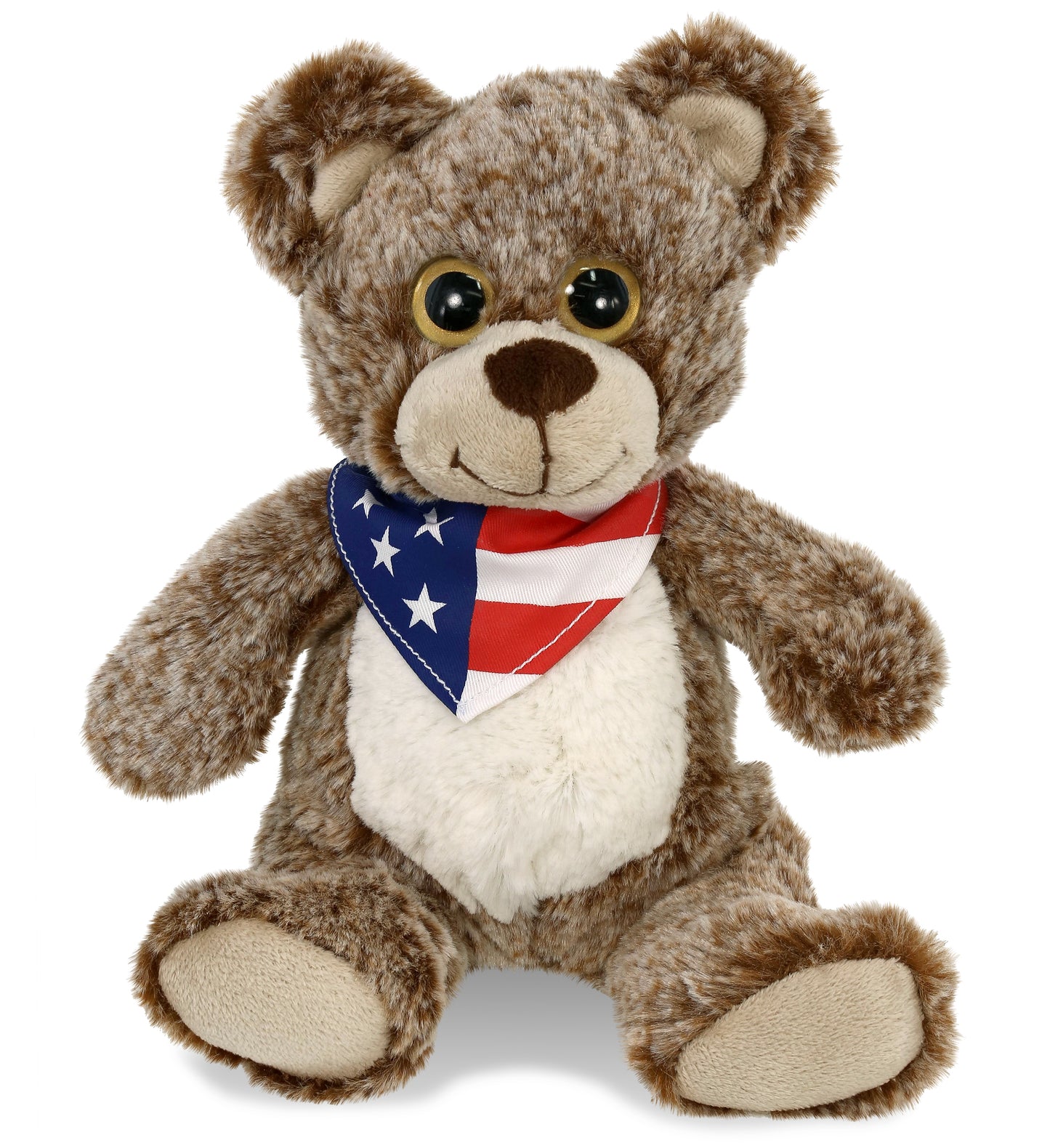 SUPER-SOFT PLUSH - SITTING BROWN BEAR WITH USA FLAG BANDANA