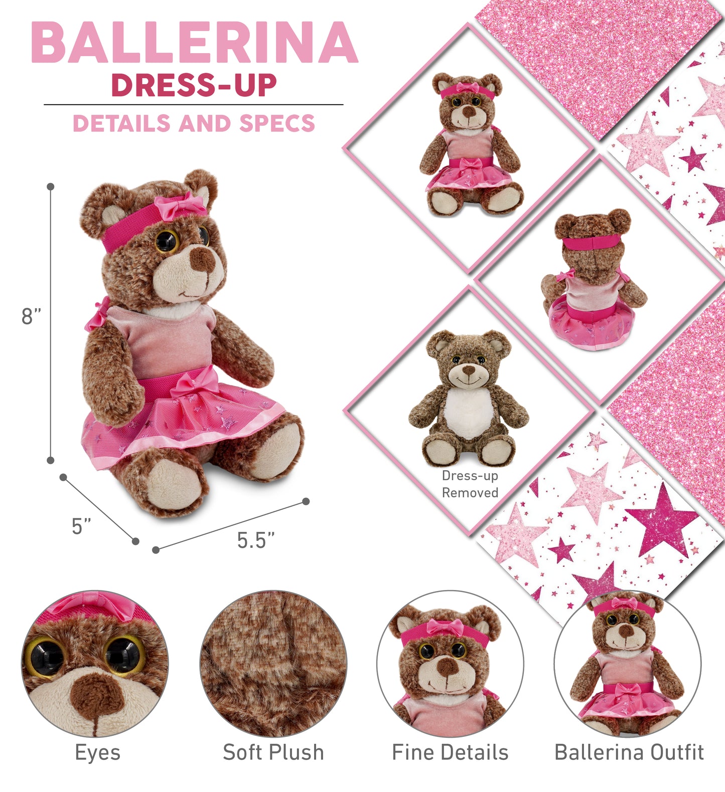 SUPER-SOFT PLUSH - SITTING BROWN BEAR Ballerina