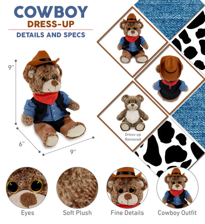 SUPER-SOFT PLUSH - SITTING BROWN BEAR COWBOY DRESS UP