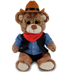 SUPER-SOFT PLUSH - SITTING BROWN BEAR COWBOY DRESS UP
