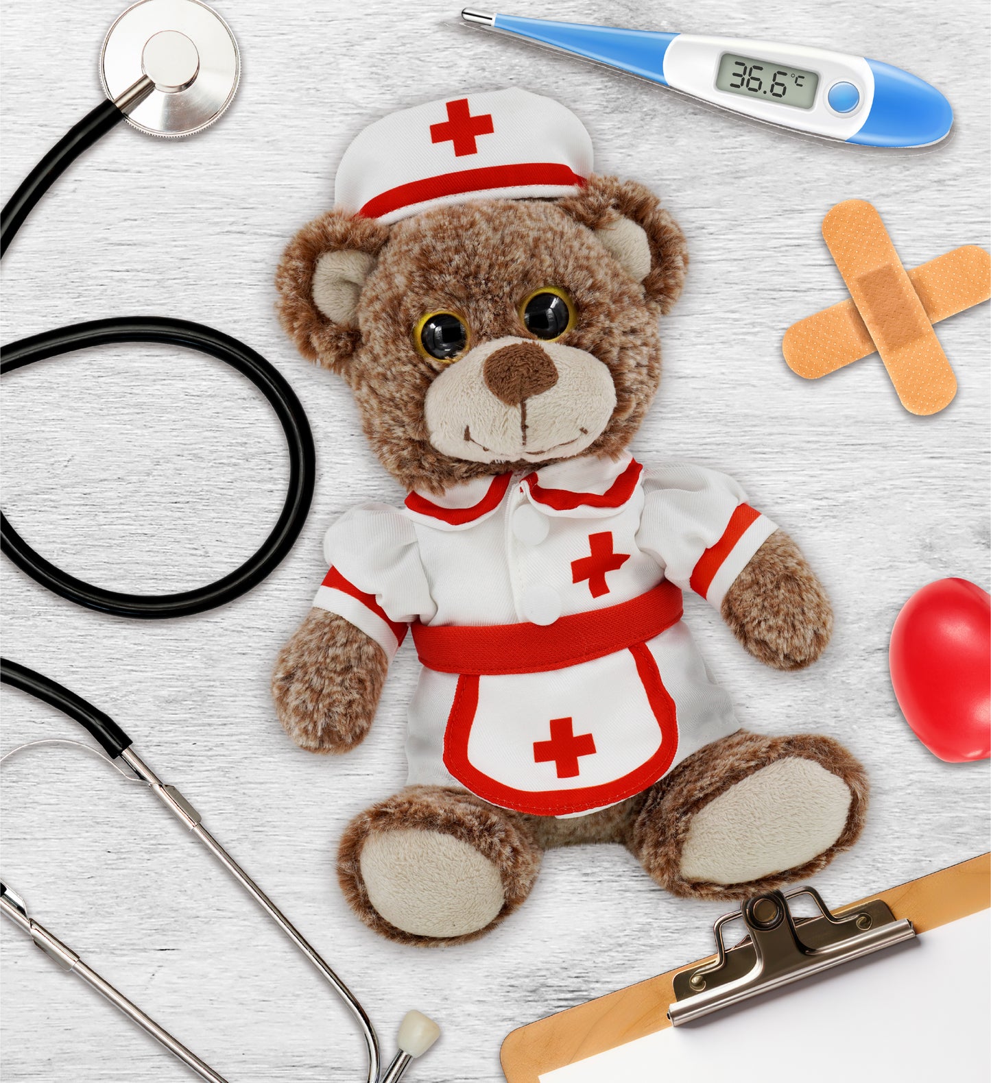 SUPER-SOFT PLUSH - SITTING BROWN BEAR NURSE DRESS UP