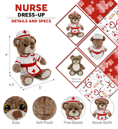SUPER-SOFT PLUSH - SITTING BROWN BEAR NURSE DRESS UP