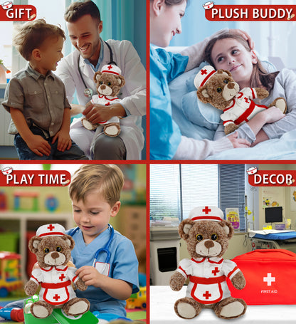 SUPER-SOFT PLUSH - SITTING BROWN BEAR NURSE DRESS UP