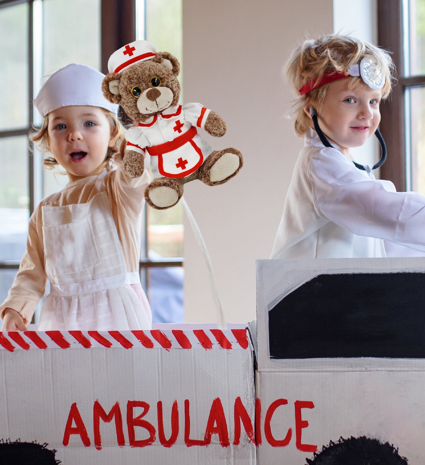 SUPER-SOFT PLUSH - SITTING BROWN BEAR NURSE DRESS UP