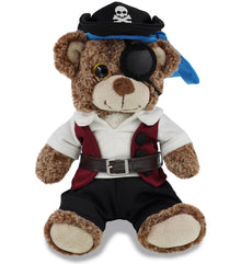 SUPER-SOFT PLUSH - SITTING BROWN BEAR WITH PIRATE DRESS UP