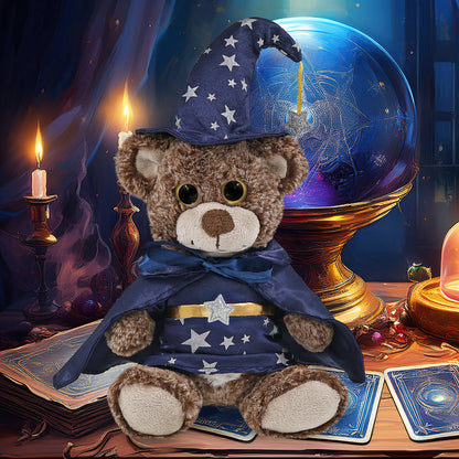 SUPER-SOFT PLUSH - SITTING BROWN BEAR WITH WIZARD DRESS UP