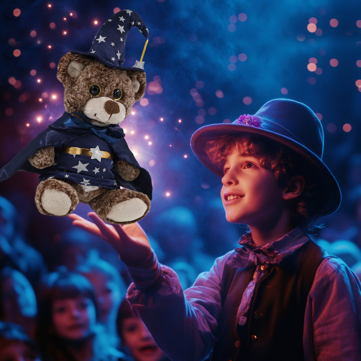 SUPER-SOFT PLUSH - SITTING BROWN BEAR WITH WIZARD DRESS UP