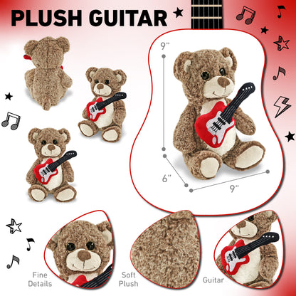 SUPER-SOFT PLUSH - SITTING BROWN BEAR WITH GUITAR ADD ON