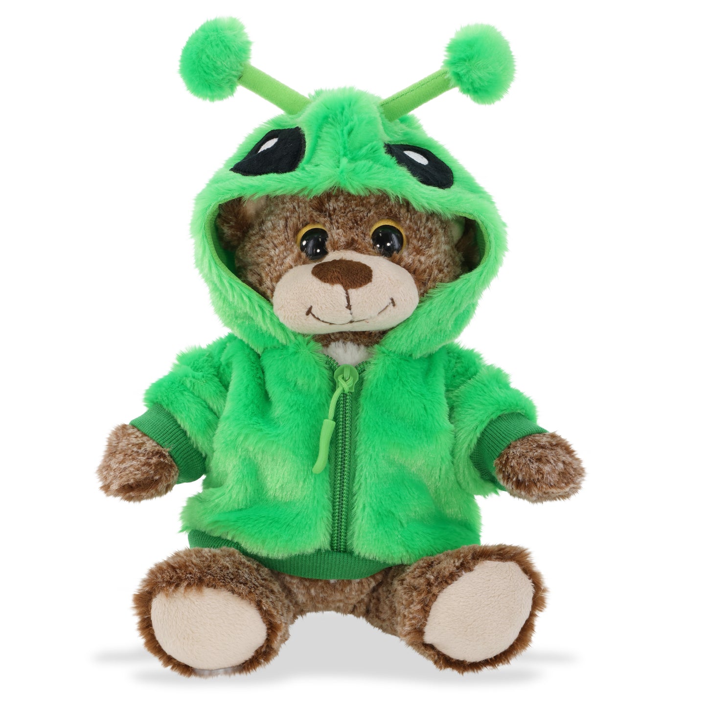 SUPER-SOFT PLUSH - SITTING BROWN BEAR WITH ALIEN SWEATER