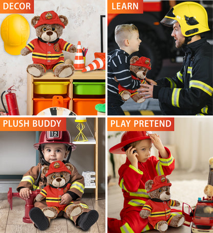 PLUSH FIREMAN - SUPER-SOFT PLUSH - SITTING BROWN BEAR