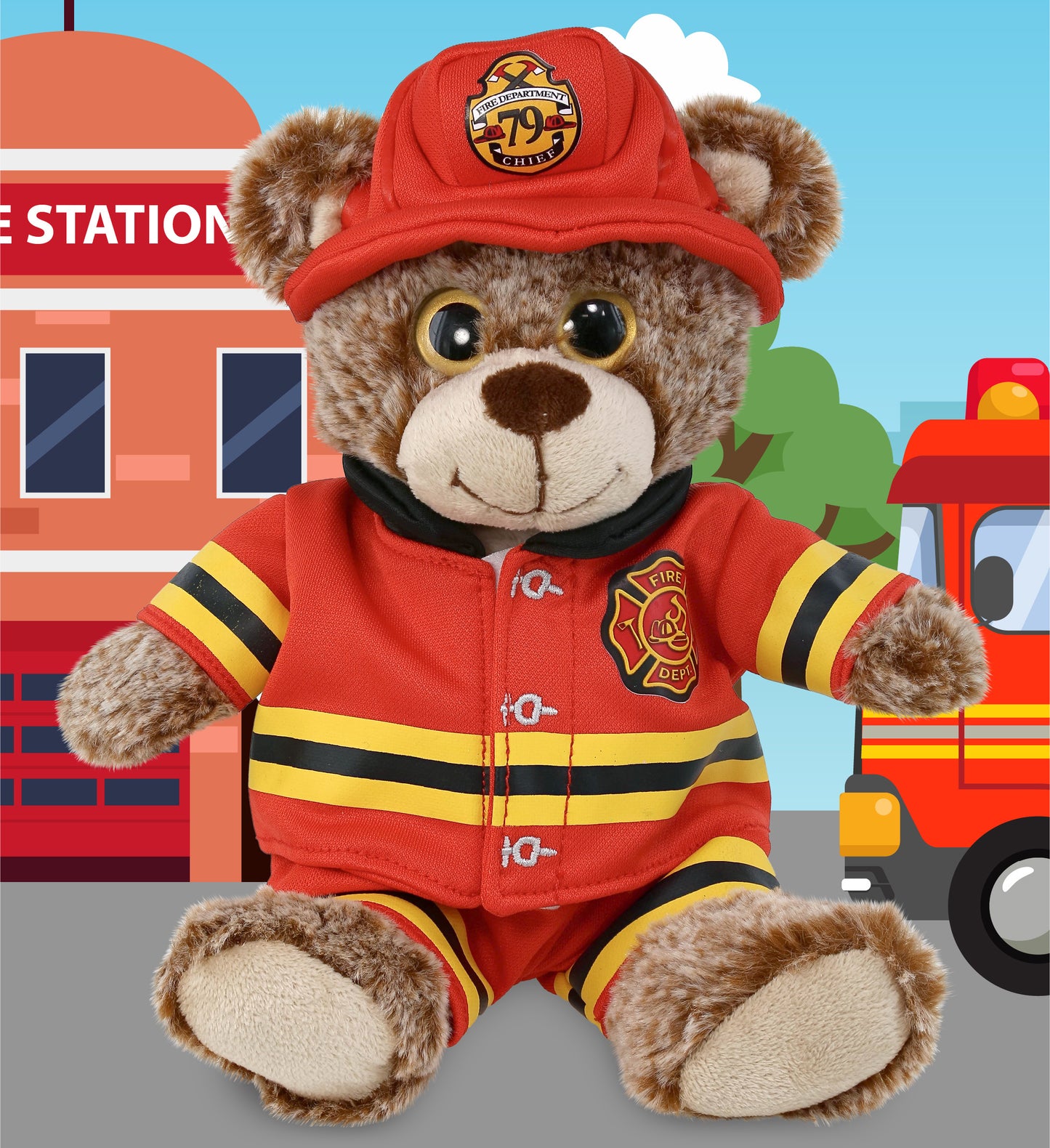 PLUSH FIREMAN - SUPER-SOFT PLUSH - SITTING BROWN BEAR