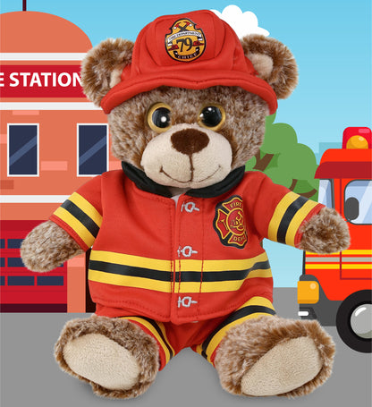 PLUSH FIREMAN - SUPER-SOFT PLUSH - SITTING BROWN BEAR