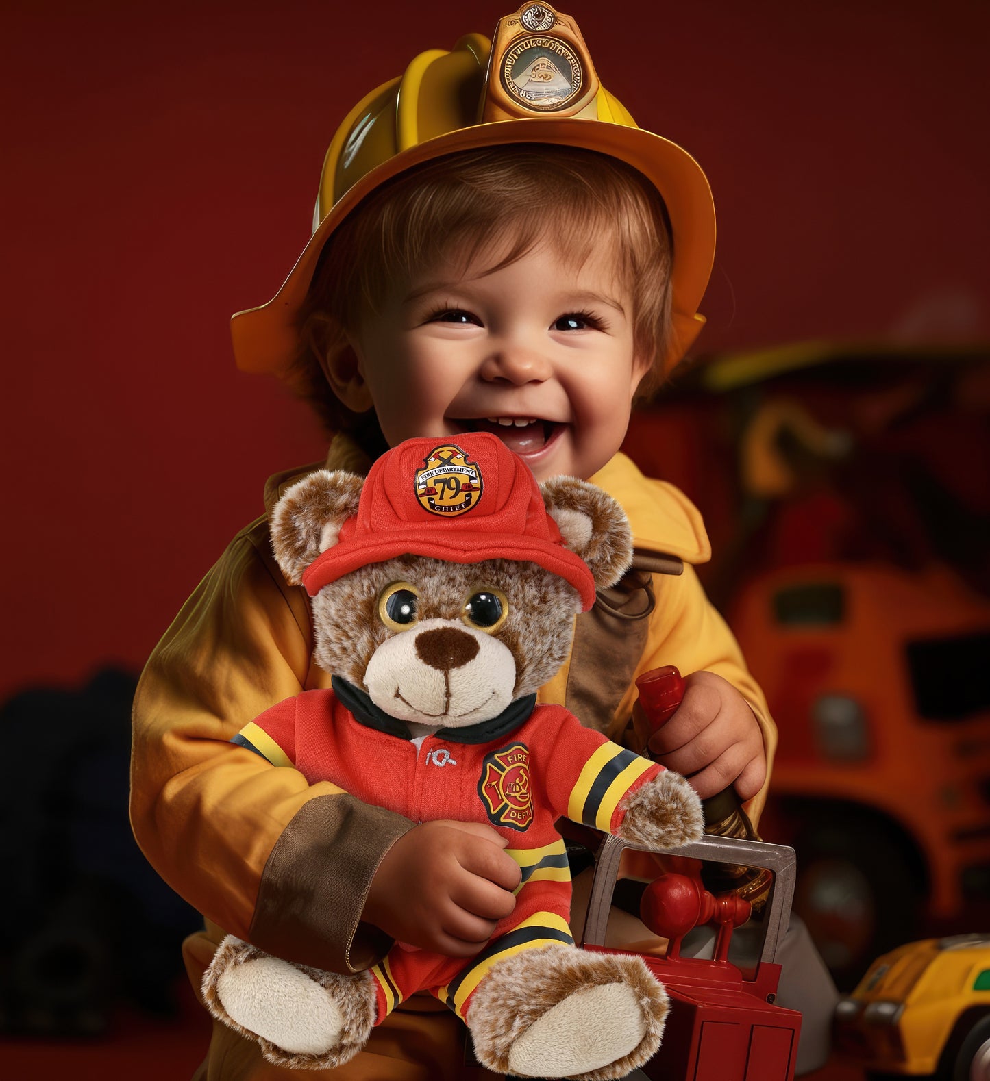 PLUSH FIREMAN - SUPER-SOFT PLUSH - SITTING BROWN BEAR
