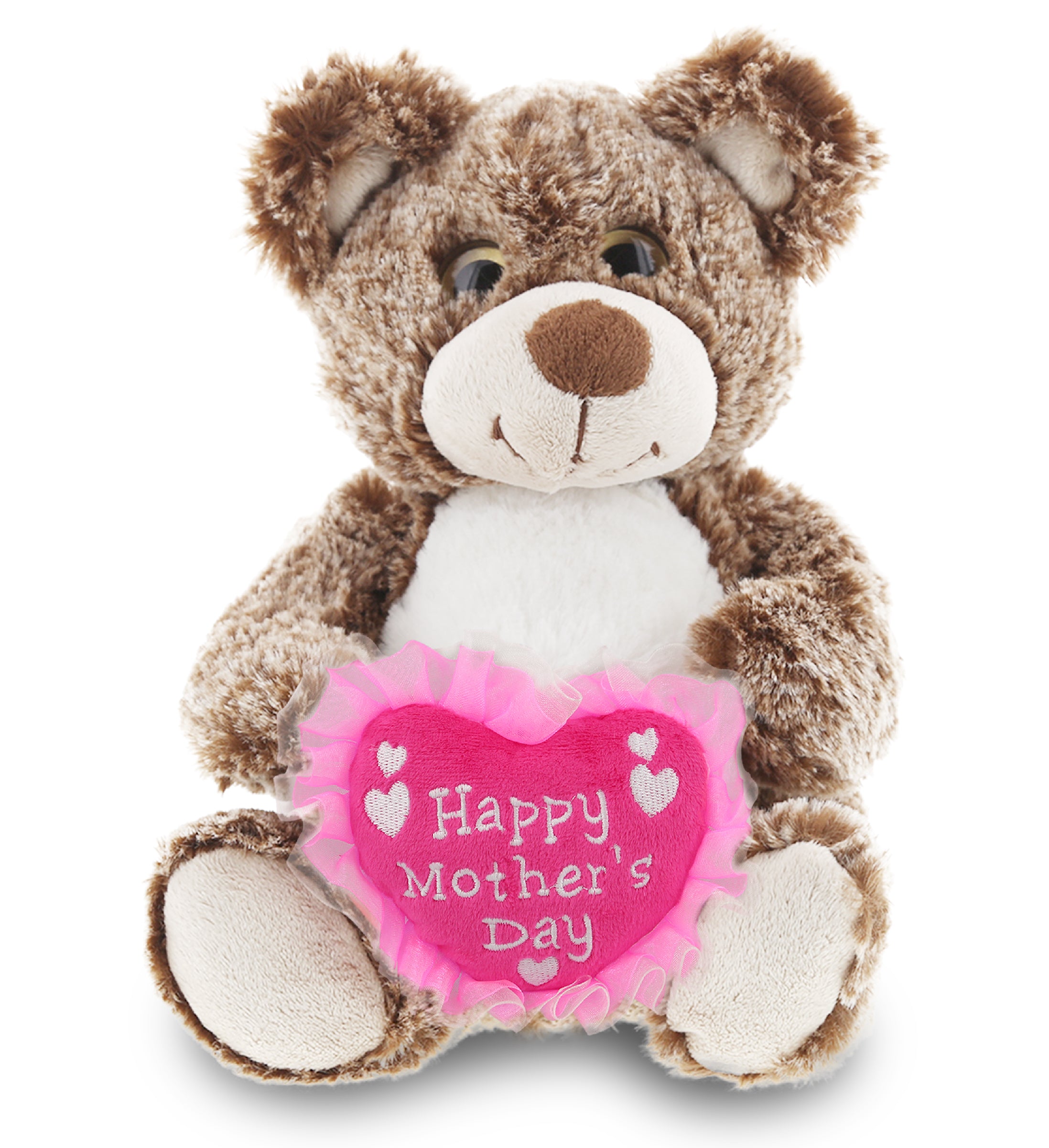 PLUSH MOTHERS DAY HEART - SUPER-SOFT PLUSH - SITTING BROWN BEAR