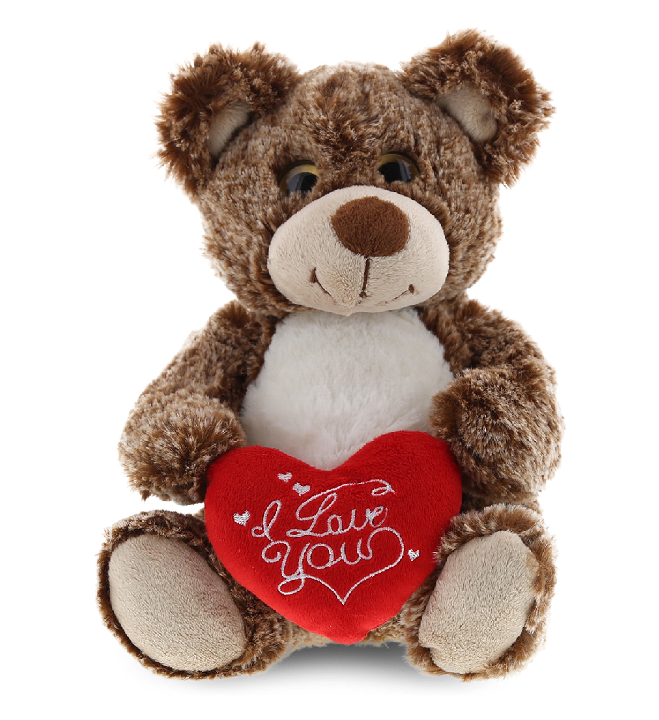 PLUSH I LOVE YOU RED HEART - SUPER-SOFT PLUSH - SITTING BROWN BEAR