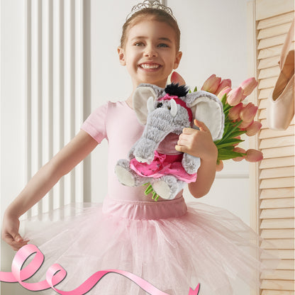 SUPER-SOFT PLUSH - SITTING ELEPHANT WITH BALLERINA DRESS UP