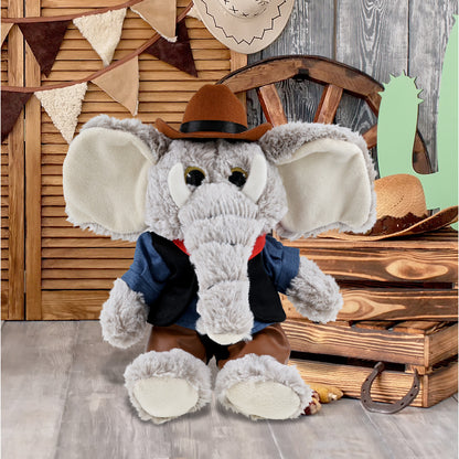 SUPER-SOFT PLUSH - SITTING ELEPHANT With COWBOY Dress Up