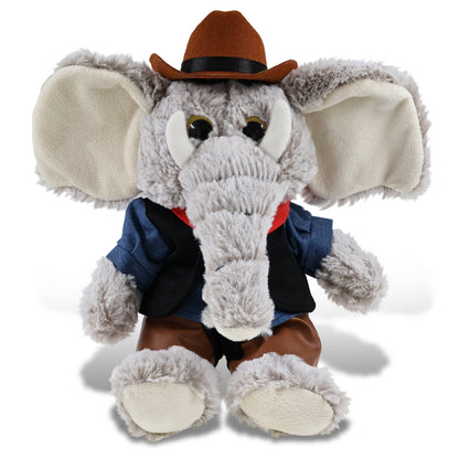 SUPER-SOFT PLUSH - SITTING ELEPHANT With COWBOY Dress Up