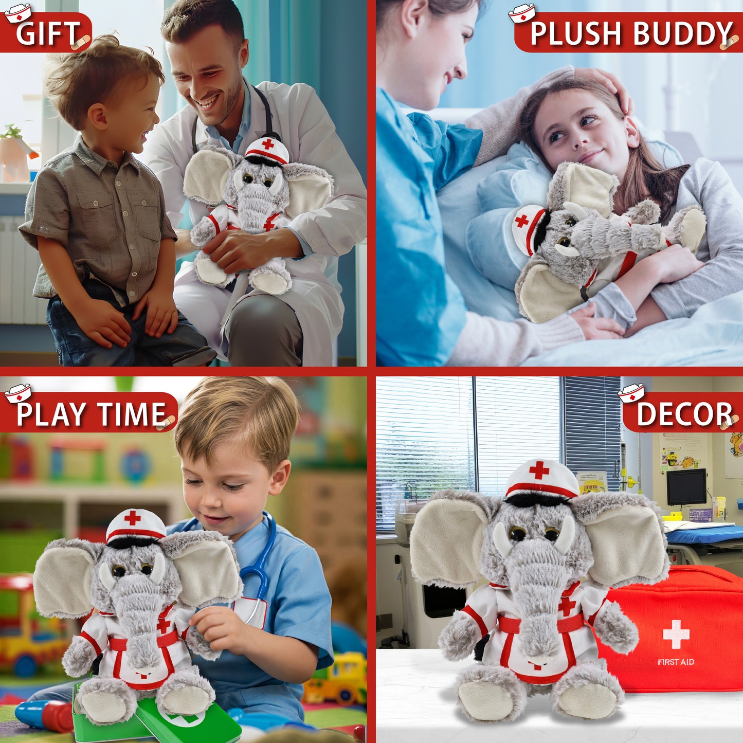 SUPER-SOFT PLUSH - SITTING ELEPHANT NURSE