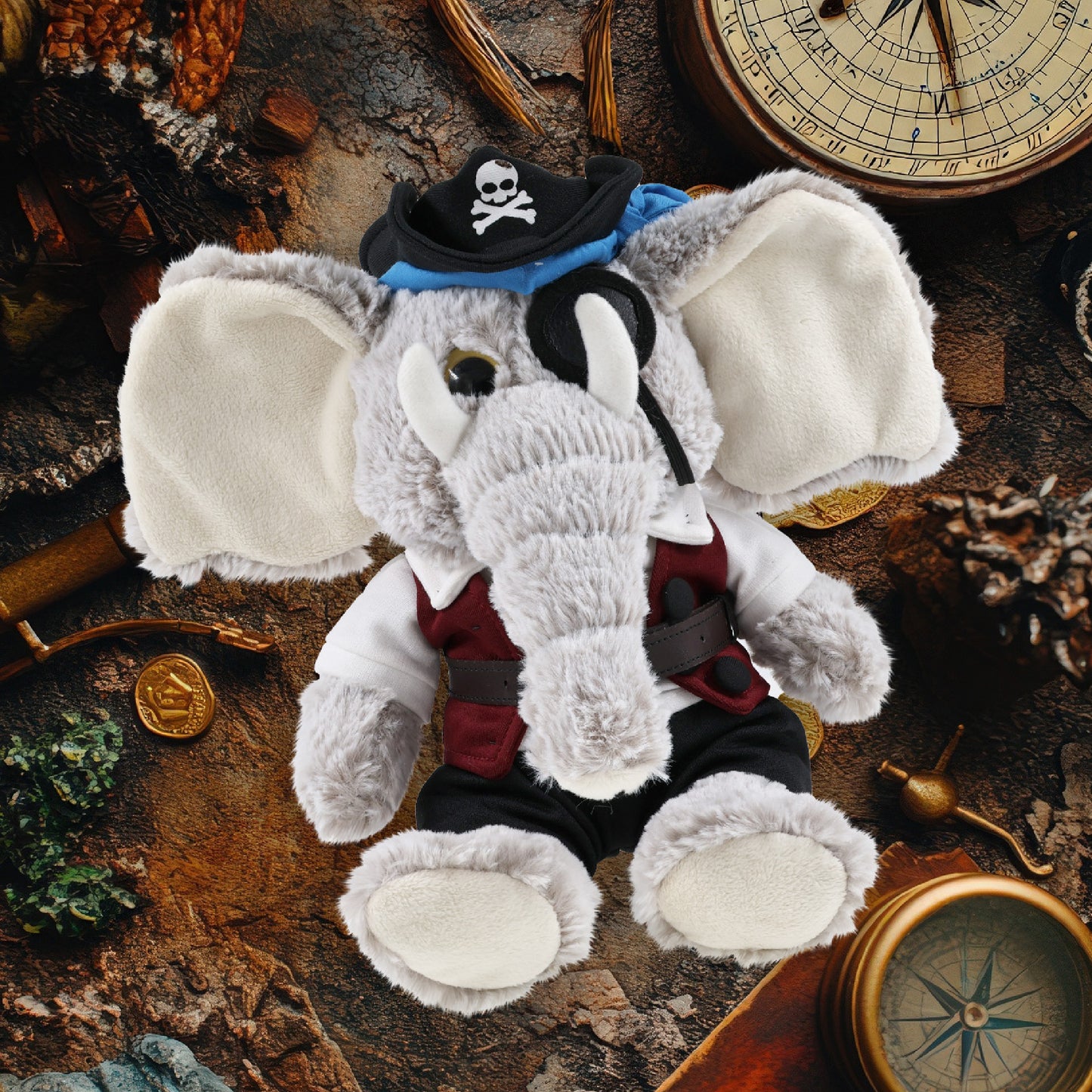 SUPER-SOFT PLUSH - SITTING ELEPHANT PIRATE DRESS UP