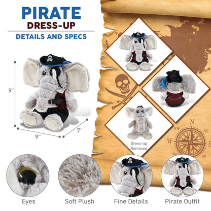 SUPER-SOFT PLUSH - SITTING ELEPHANT PIRATE DRESS UP
