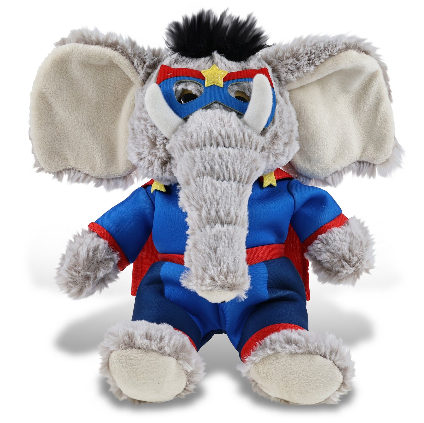 SUPER-SOFT PLUSH - SITTING ELEPHANT With SUPER HERO Dress Up