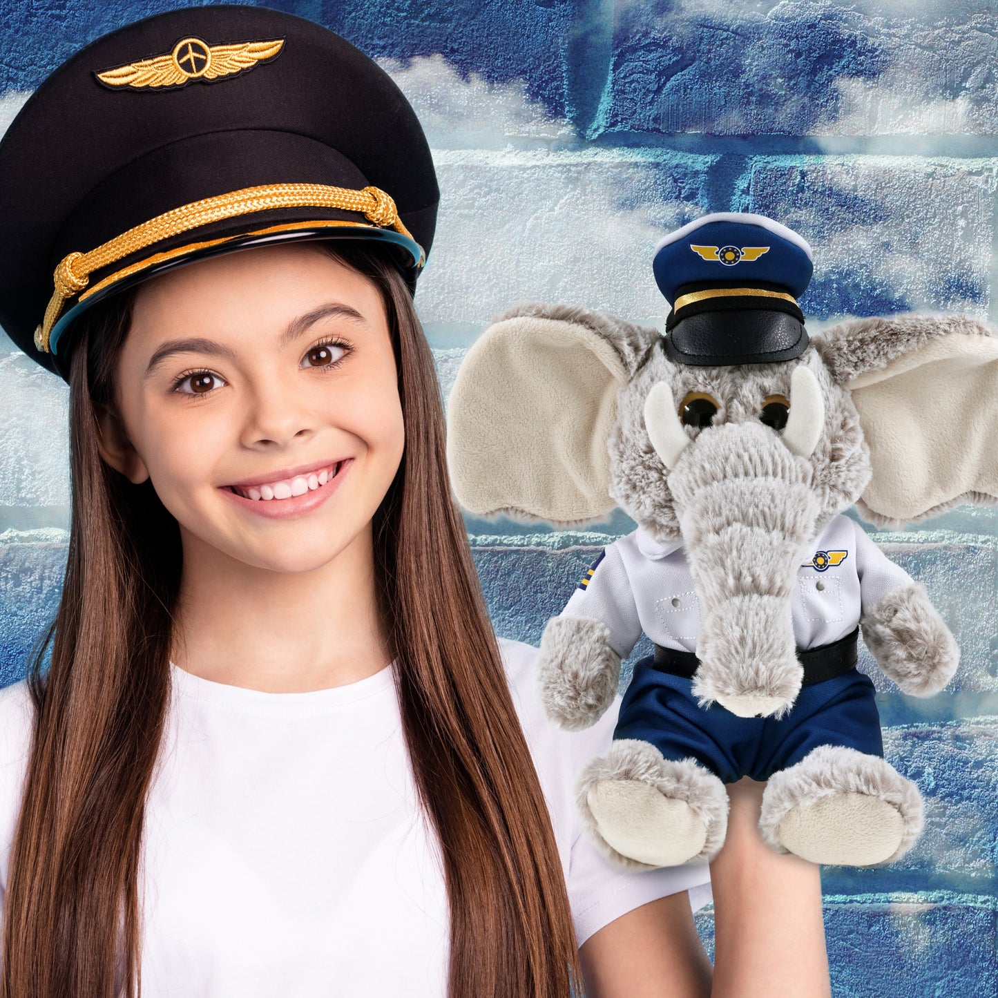 SUPER-SOFT PLUSH - SITTING ELEPHANT PILOT DRESS UP