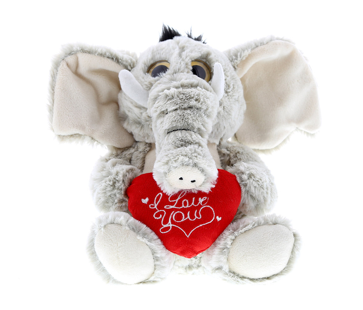 PLUSH I LOVE YOU RED HEART - SUPER-SOFT PLUSH - SITTING ELEPHANT