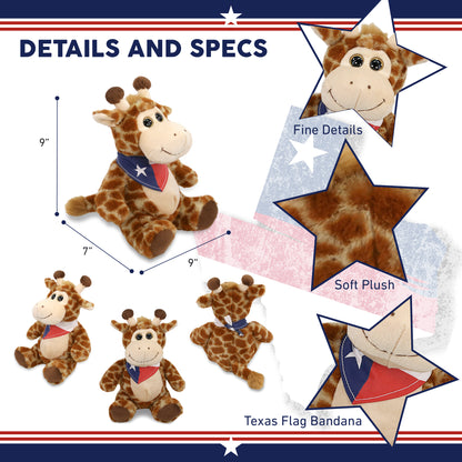 SUPER-SOFT PLUSH - SITTING GIRAFFE WITH TEXAS FLAG BANDANA