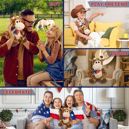 SUPER-SOFT PLUSH - SITTING GIRAFFE WITH TEXAS FLAG BANDANA