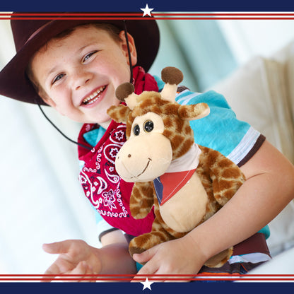 SUPER-SOFT PLUSH - SITTING GIRAFFE WITH TEXAS FLAG BANDANA