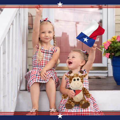 SUPER-SOFT PLUSH - SITTING GIRAFFE WITH TEXAS FLAG BANDANA