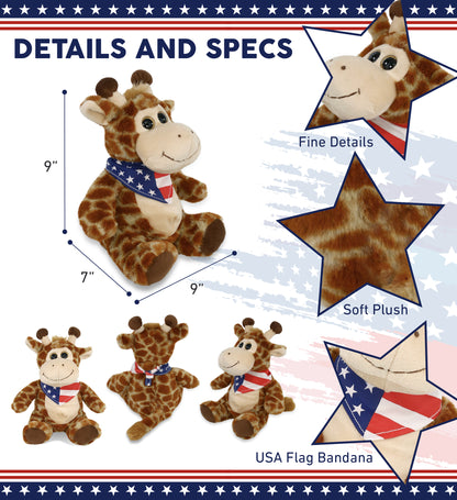 SUPER-SOFT PLUSH - SITTING GIRAFFE WITH USA FLAG BANDANA