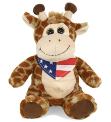 SUPER-SOFT PLUSH - SITTING GIRAFFE WITH USA FLAG BANDANA