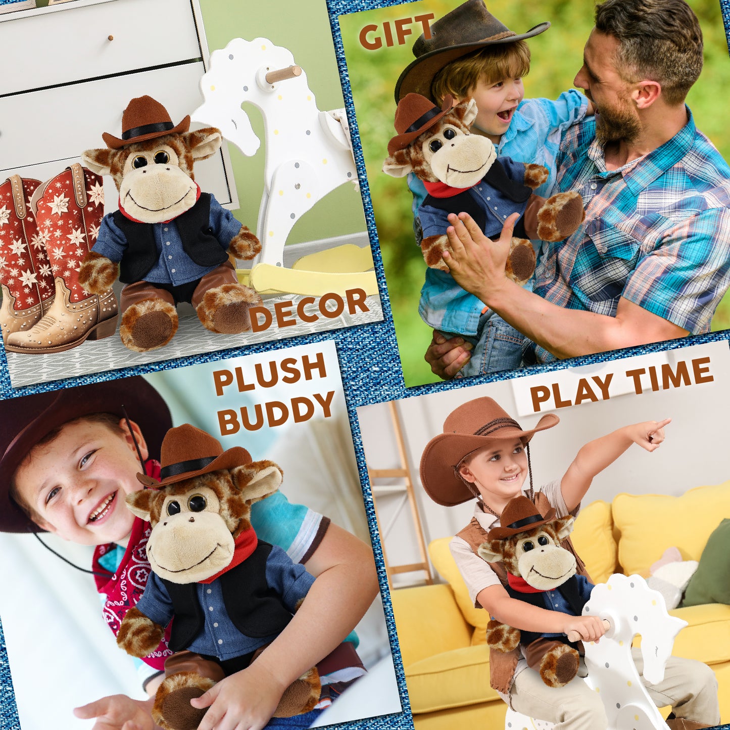SUPER-SOFT PLUSH - SITTING GIRAFFE COWBOY DRESS UP