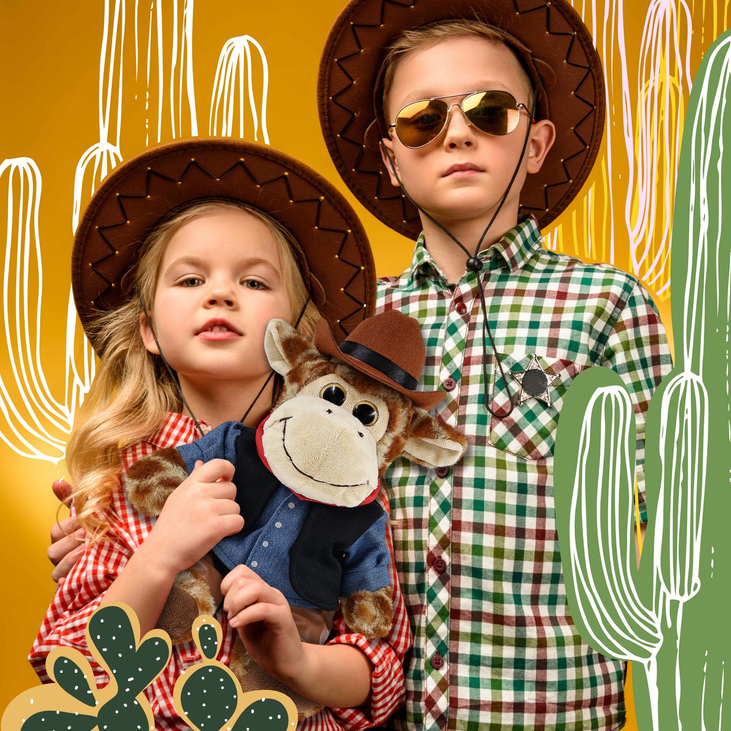 SUPER-SOFT PLUSH - SITTING GIRAFFE COWBOY DRESS UP