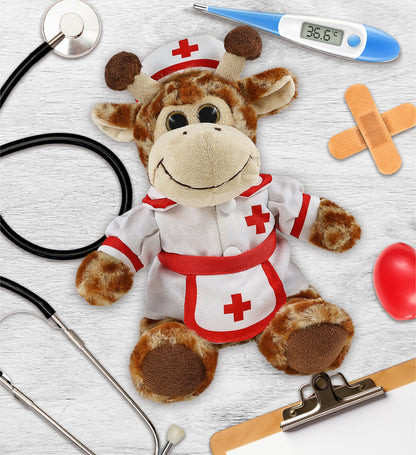 SUPER-SOFT PLUSH - SITTING GIRAFFE With NURSE Dress-Up