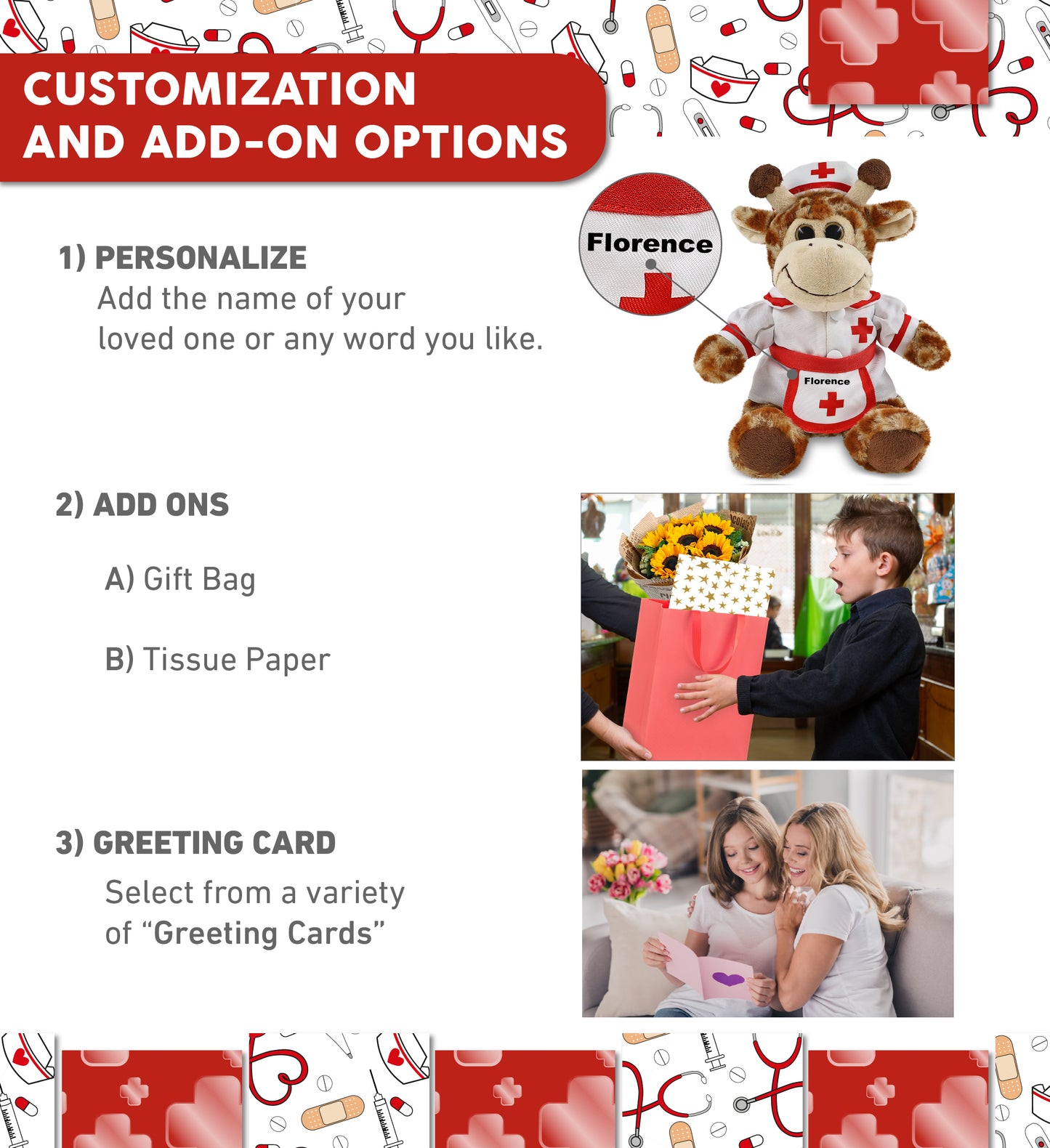 SUPER-SOFT PLUSH - SITTING GIRAFFE With NURSE Dress-Up