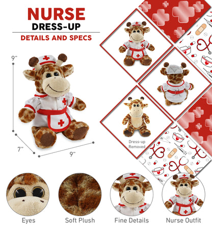 SUPER-SOFT PLUSH - SITTING GIRAFFE With NURSE Dress-Up
