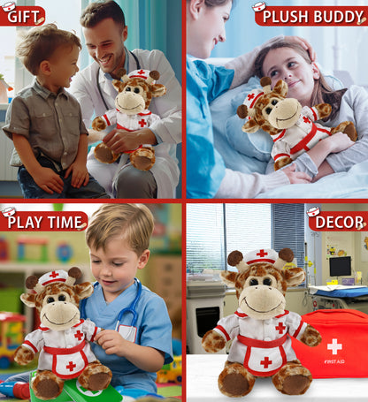 SUPER-SOFT PLUSH - SITTING GIRAFFE With NURSE Dress-Up