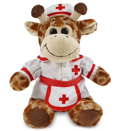 SUPER-SOFT PLUSH - SITTING GIRAFFE With NURSE Dress-Up