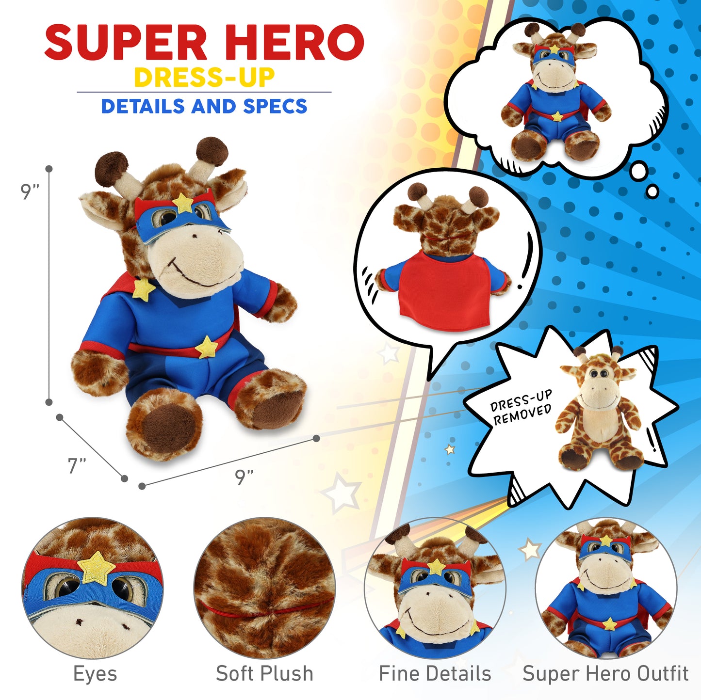 SUPER-SOFT PLUSH - SITTING GIRAFFE SUPER HERO
