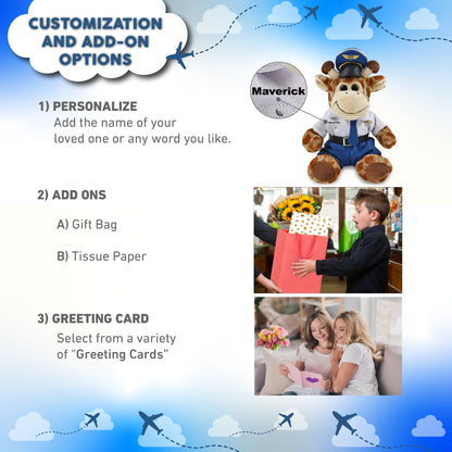 SUPER-SOFT PLUSH - SITTING GIRAFFE WITH PILOT DRESS UP