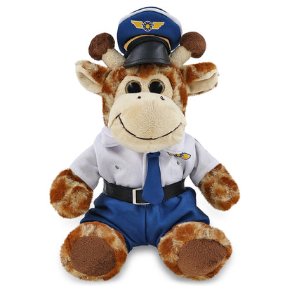 SUPER-SOFT PLUSH - SITTING GIRAFFE WITH PILOT DRESS UP