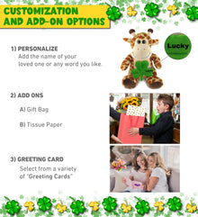 DolliBu Big Eyes Giraffe Stuffed Animal with Green Plush Shamrock - 6.5 Inches